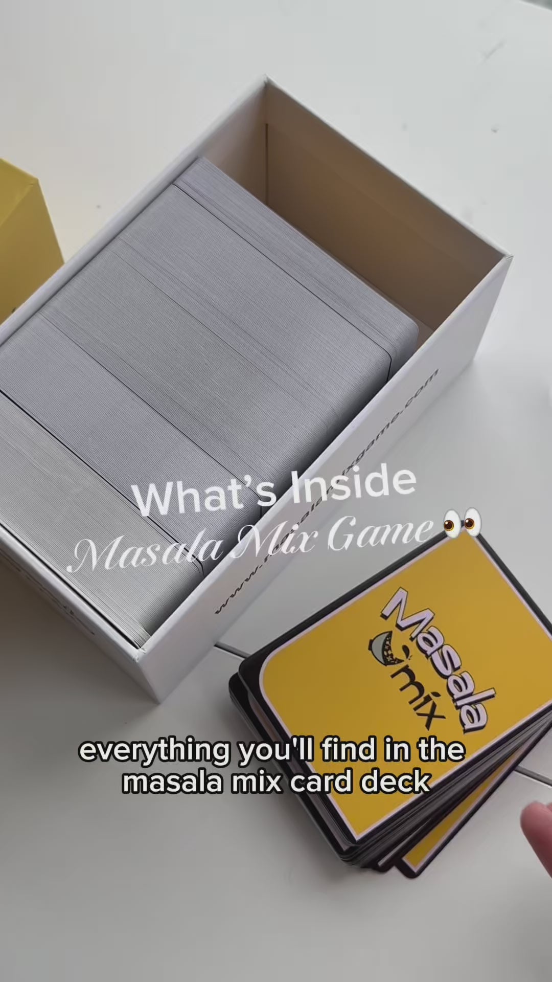 375 Desi question and answer cards, 1 box, 1 instructions manual included in Masala Mix Game